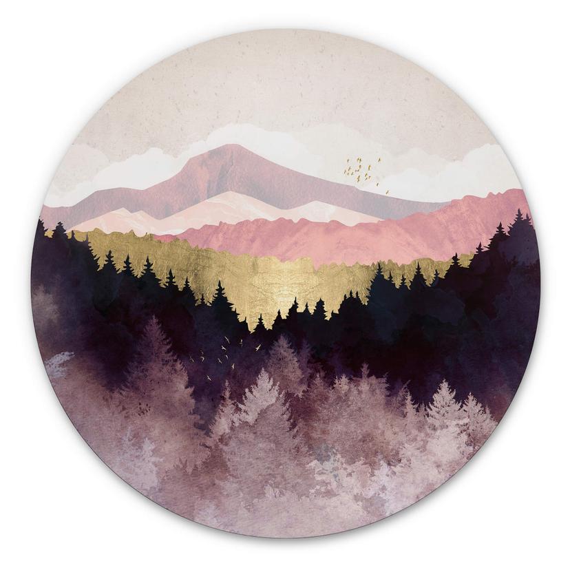 Tableau sur alu-Dibond rond SpaceFrog Designs - forêt violette