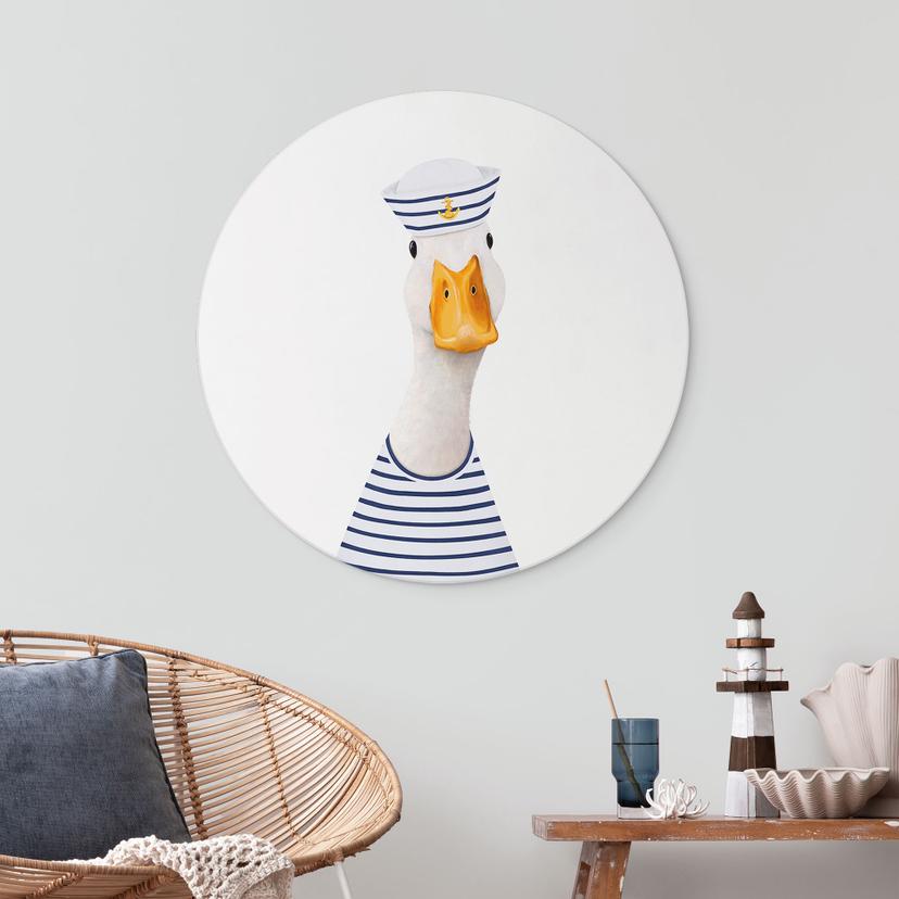 Wanddecoratie Maritieme Gans-Matroos Rond - Korenkova