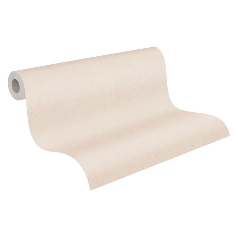 Papel pintado sencillo con textura de lino crema - papel pintado tela liso moderno mate