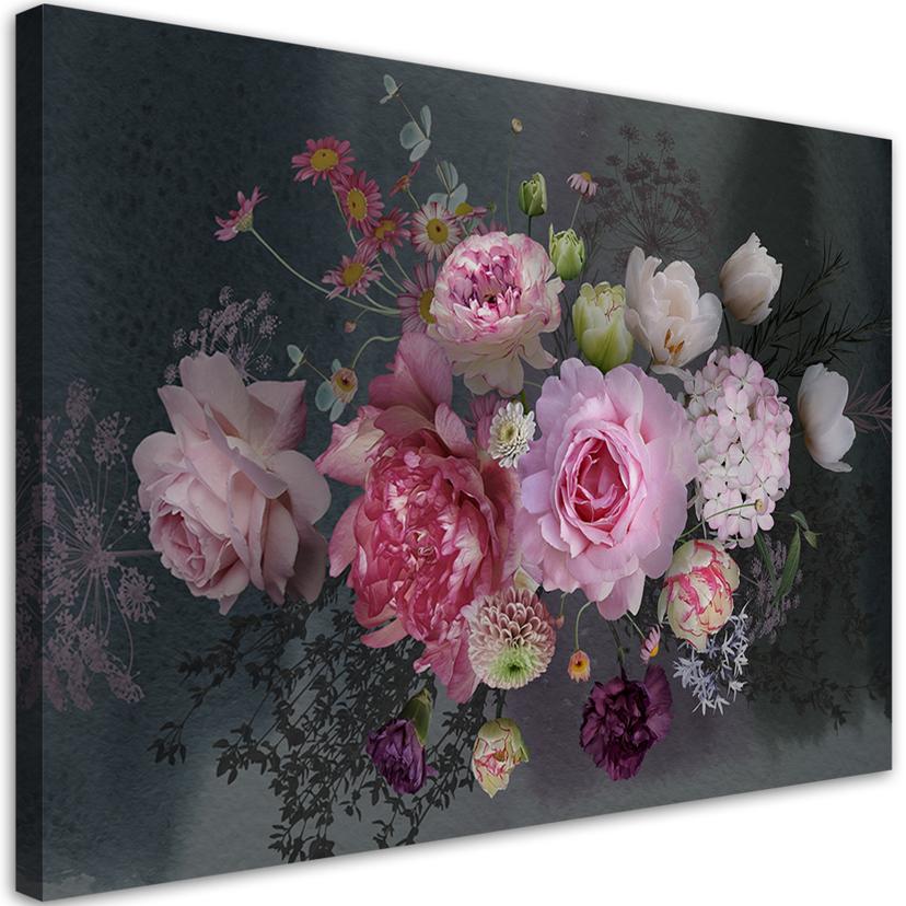 Canvasbillede, Vintage blomsterbuket