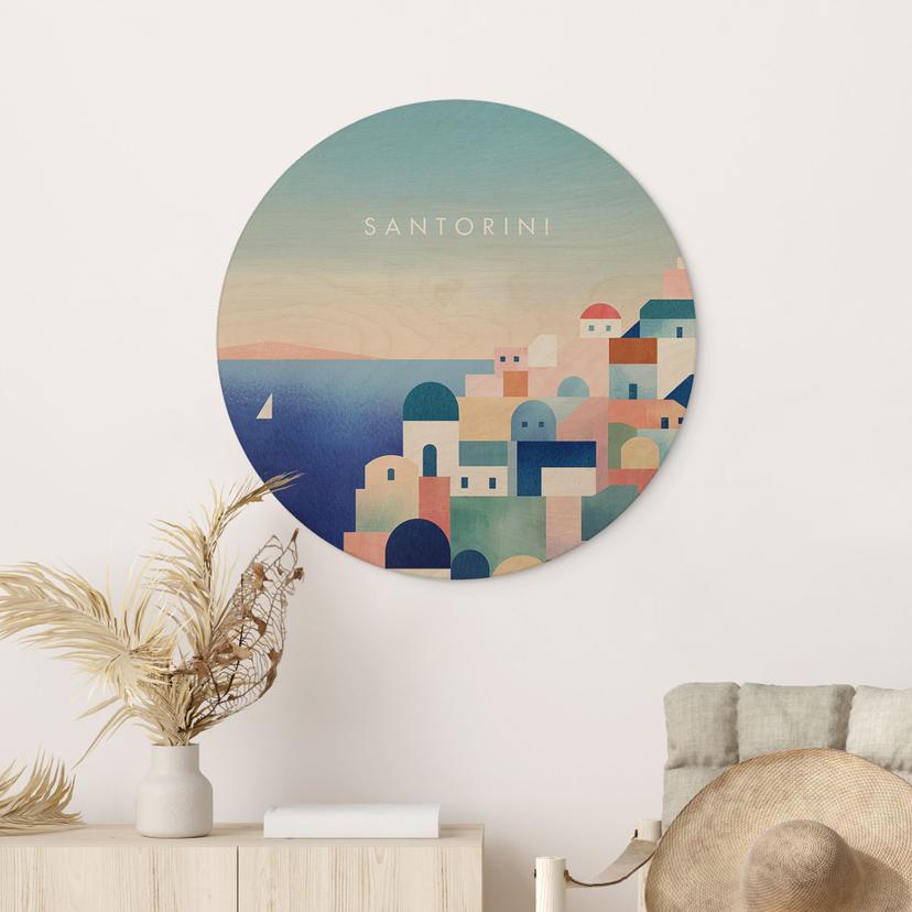 Stampa su legno Case di Santorini - Rivers