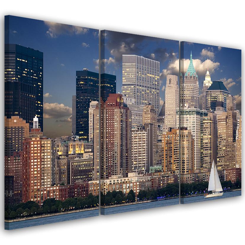 3 stykke lærredstryk, Panorama New York City