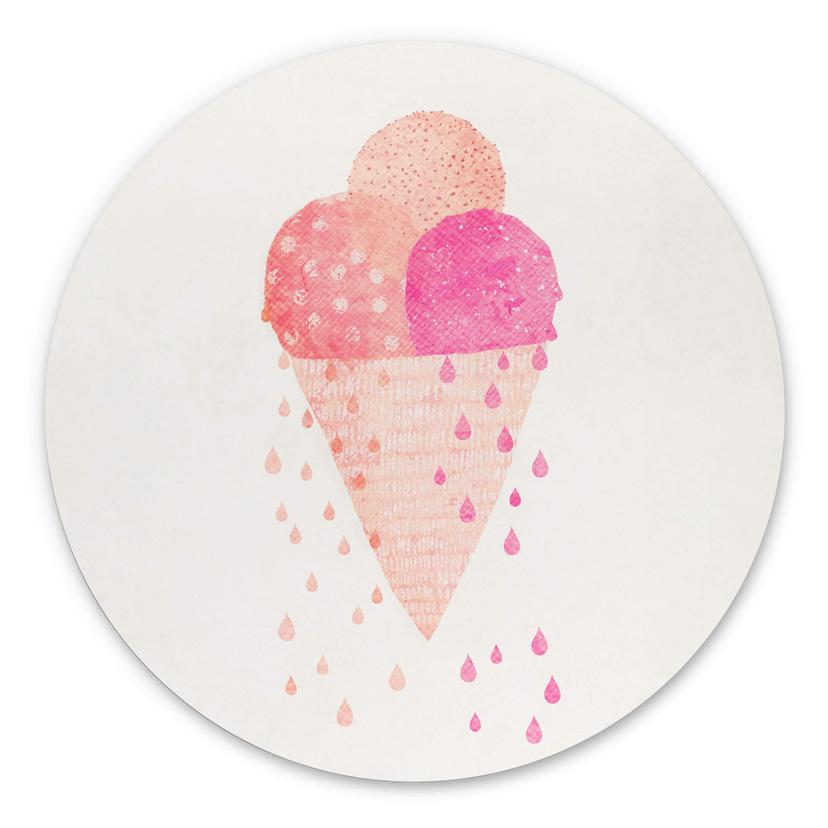Vægcirkel Treechild - Ice Cream in Summer – print på aluminium (Alu-Dibond)