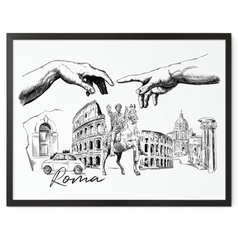 Poster Love your City - Roma Schwarz-Weiß