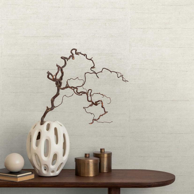 Tekstureret tapet creme beige - Ikke-vævet tapet i tekstillook - moderne klistervægstapet