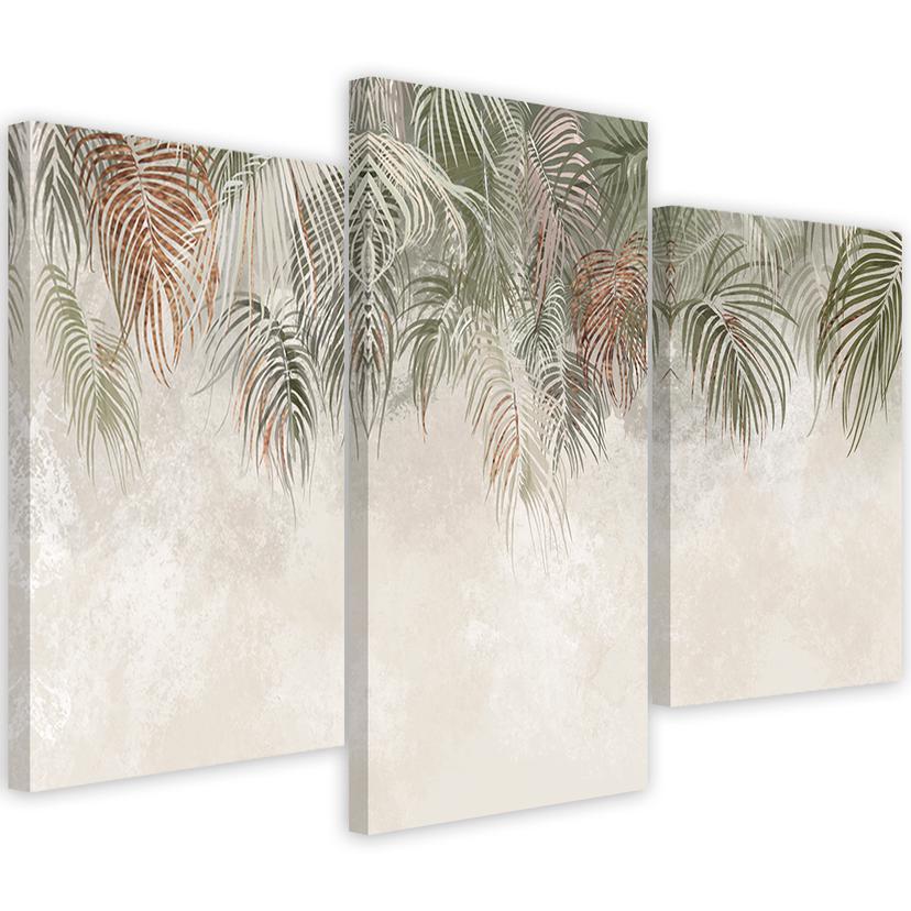 Tableau sur toile 3 parties, feuilles de palmier