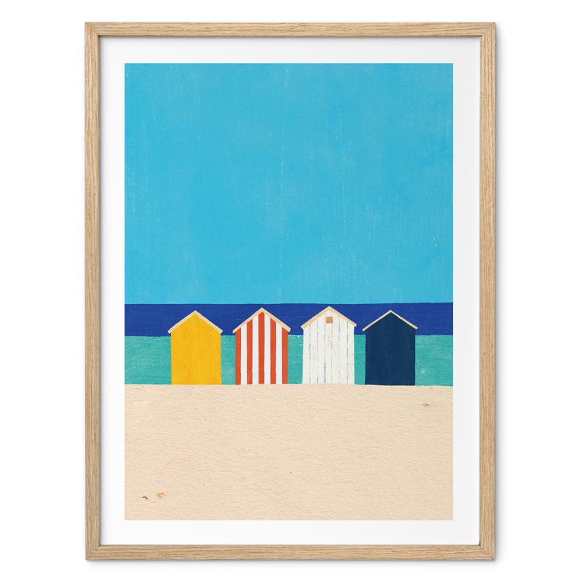 Poster Strandhuisjes aan zee - Rivers