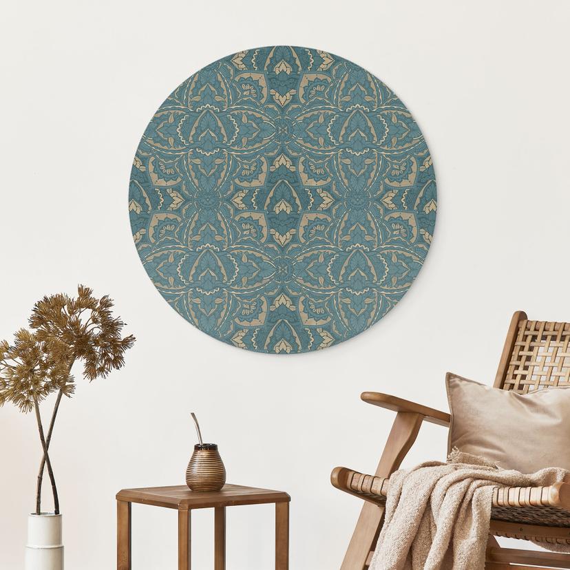 Stampe vintage per pareti in oro turchese - Bloomery Decor - Alluminio dibond rotondo