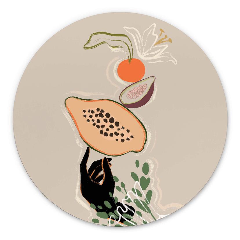 Vægcirkel Arty Guava - Papaya Balance – print på aluminium (Alu-Dibond)