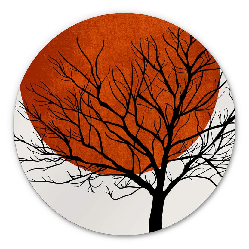 Alu-Dibond rund - Kubistika - Warm Sunset – print på aluminium (Alu-Dibond)