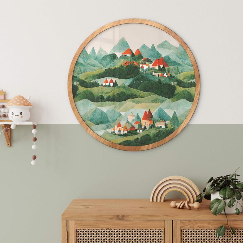 Poster Treechild - Small village in the middle of green hills