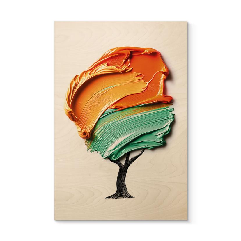 Träposter i trä med orange och grön 3D-krona - Mielu