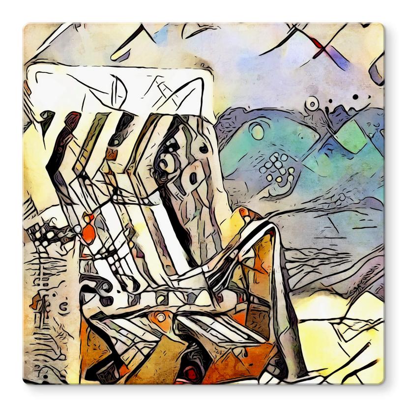 Glasbild Zamart - Kandinsky trifft Warnemünde - Quadratisch