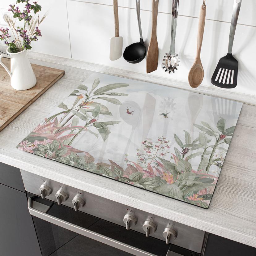 Piastra coprifornello Idillio tropicale con colibrì blu - Bloomery Decor