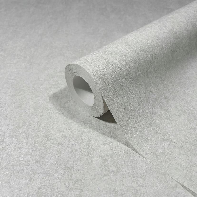 Papel pintado no tejido con aspecto de hormigón gris mate de textura ligera