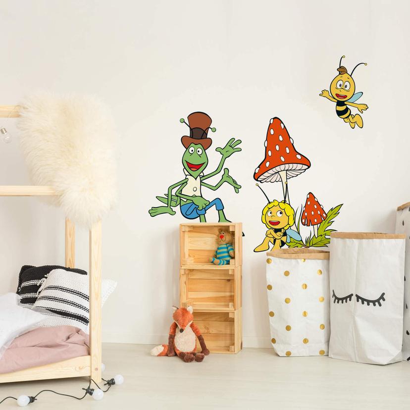 Muursticker Maja de Bij met Willie en Flip