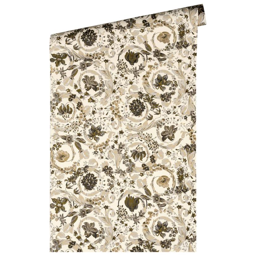 Carta da parati floreale Versace in bianco e crema Carta da parati non tessuta design floreale