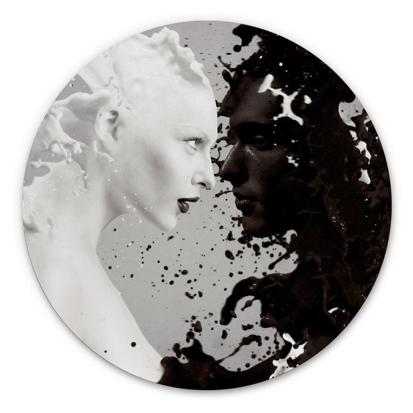 Tableau sur alu-Dibond rond Milk & Coffee