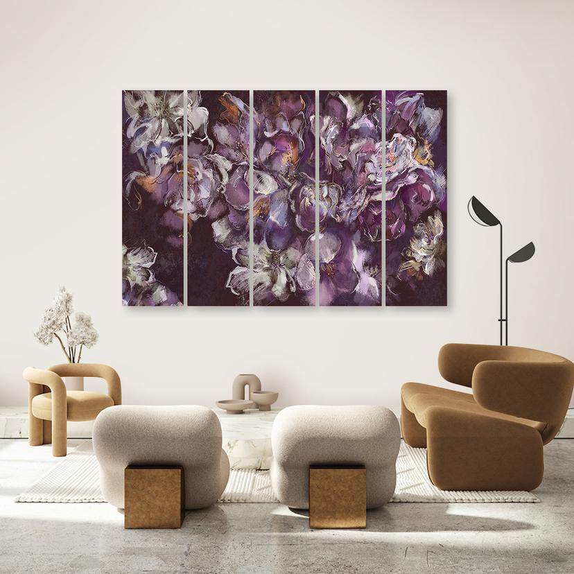Stampa su tela 5 pezzi, fiore di iris