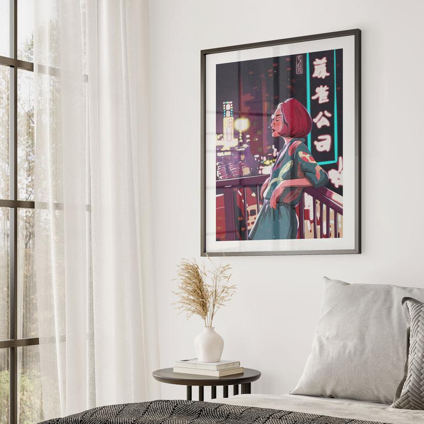 Poster Girl su un balcone in Giappone - Oliveira