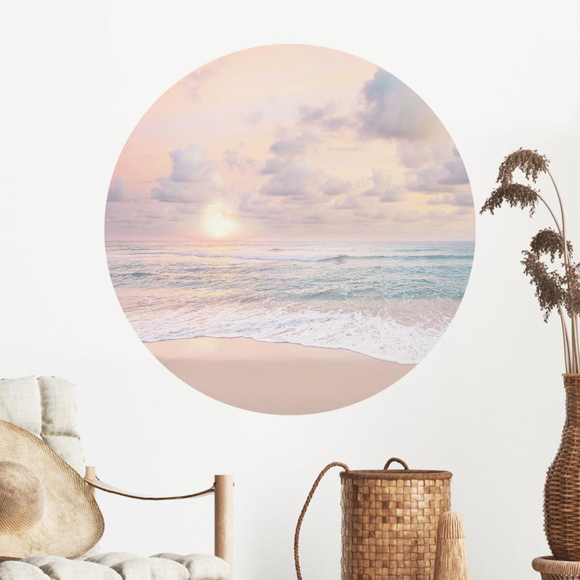 Vinilo decorativo puesta de sol sobre playa y mar - Sisi & Seb - Redondo