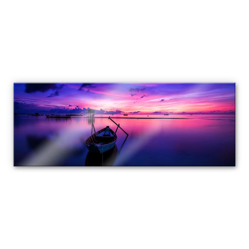 Tableau en verre acrylique - Pink - Sunrise - Panorama
