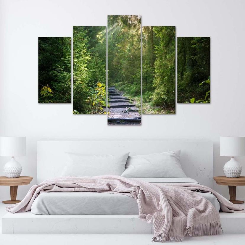 Stampa su tela 5 pezzi Foresta Natura Paesaggio verde
