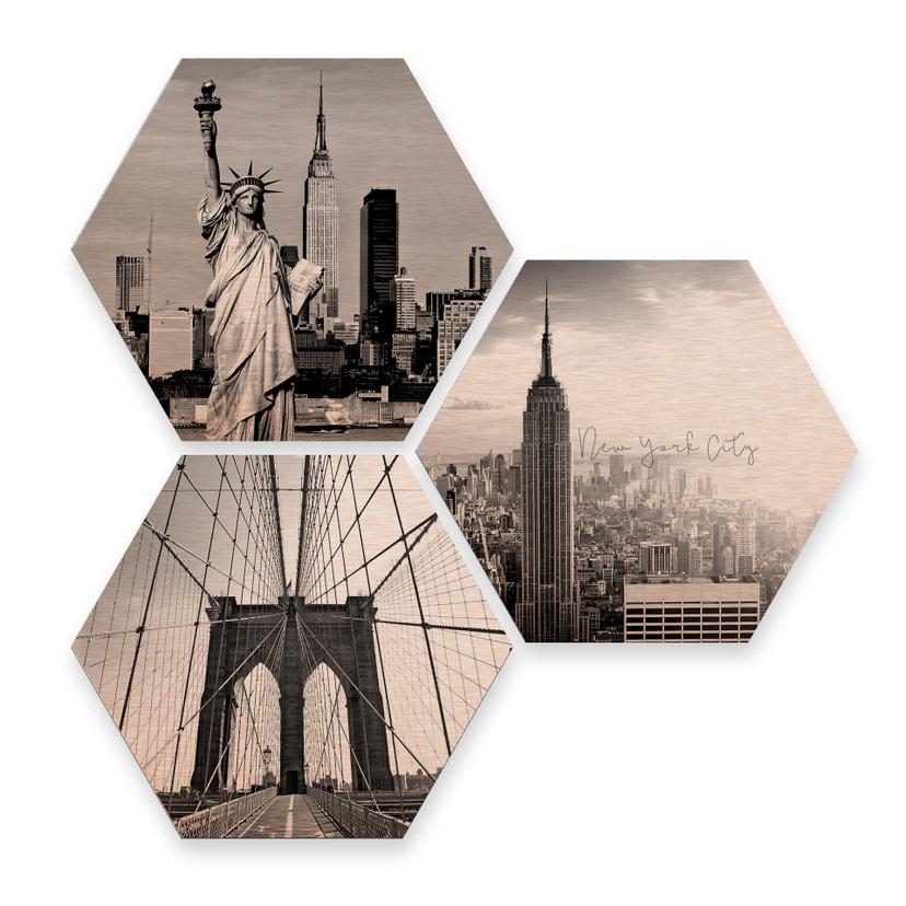Hexagon alu-dibond koper effect - New York