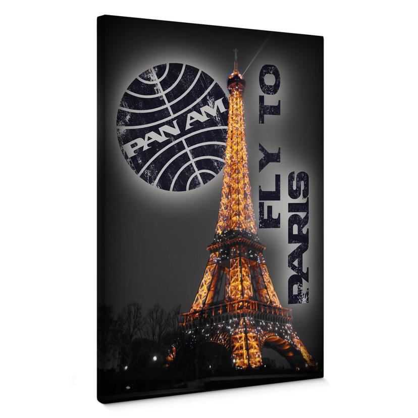 Lienzo PAN AM - Torre Eiffel de París iluminada