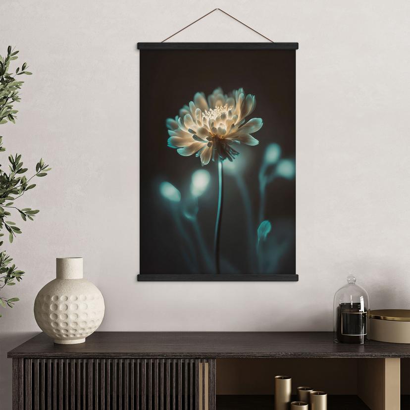 Ljus blomma hjärta Textil poster - Treechild