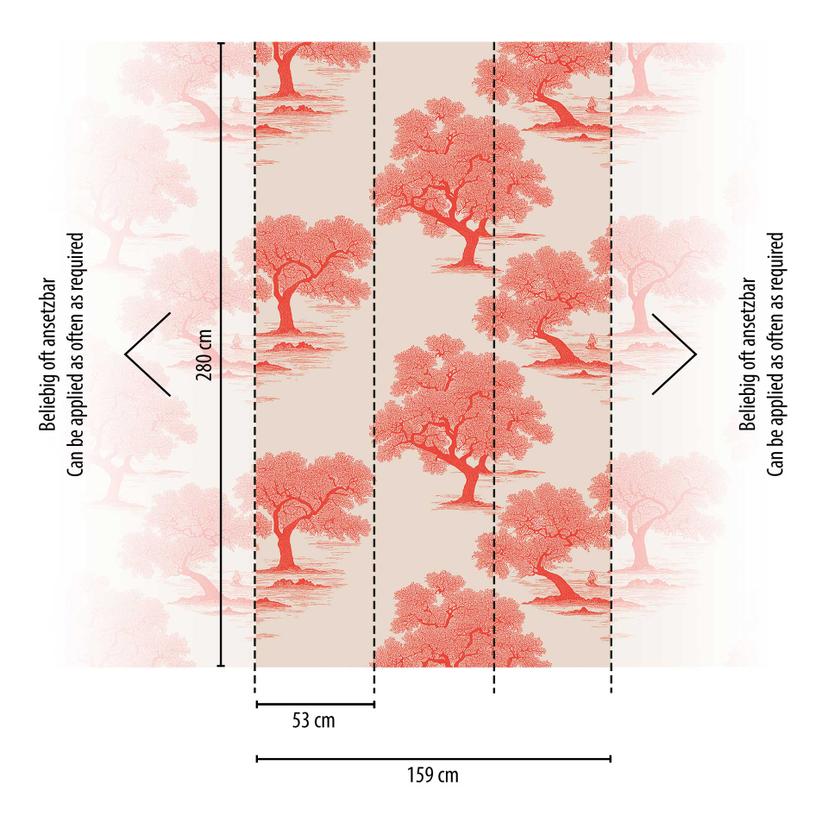Papel pintado Árbol rojo beige - papel pintado tejido-no tejido con motivo de naturaleza para salón