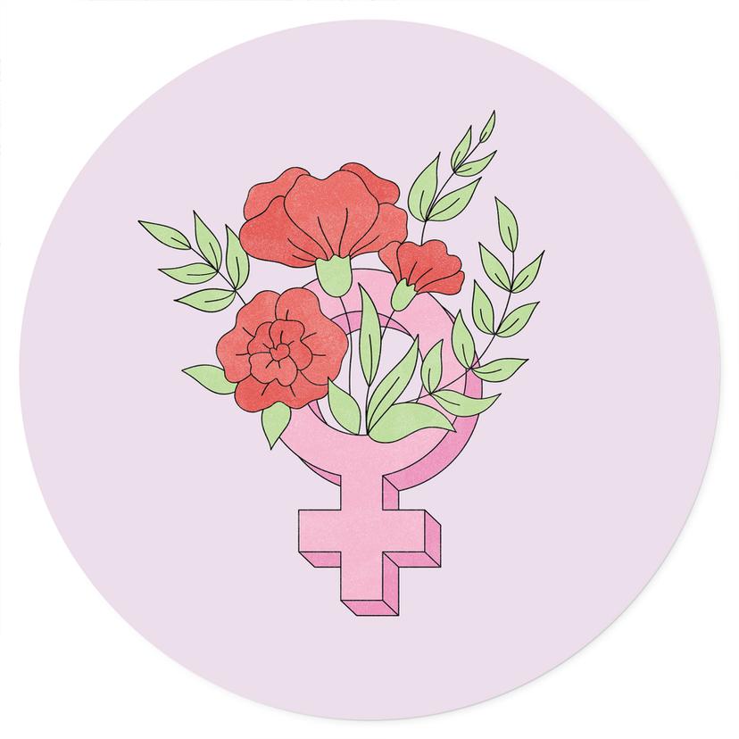 Vinilo decorativo signo de Venus con flores - Redondo