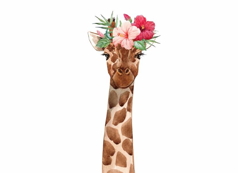 Carta da parati con ritratto di giraffa in bianco marrone - Carta da parati in tessuto non tessuto D