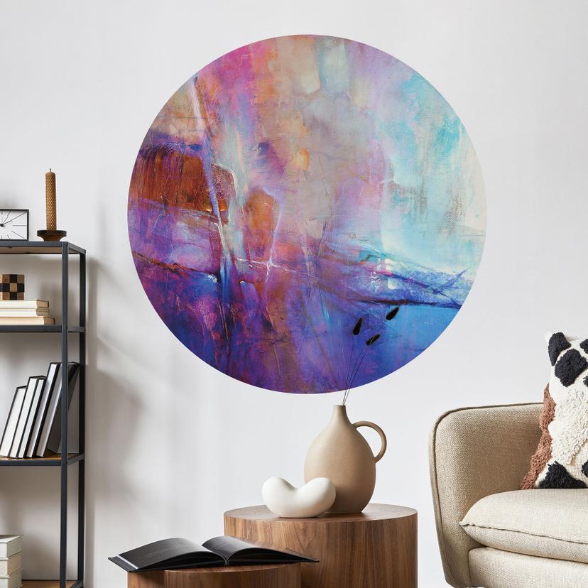 Wallsticker Abstrakt kystlinje i lilla - Schmucker - Rund