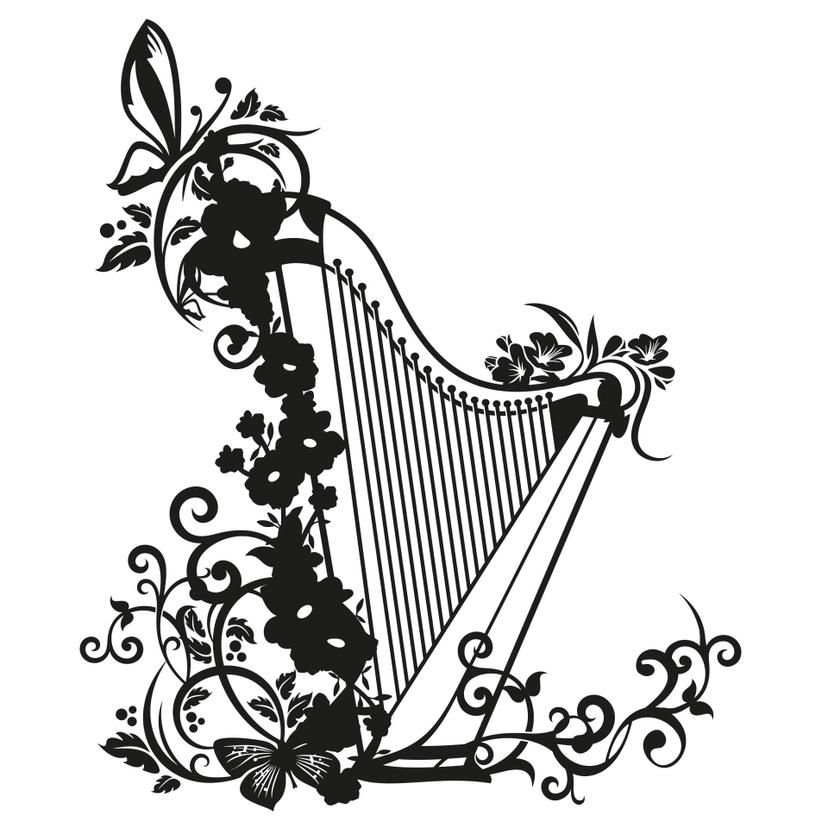 Sticker mural - Harpe
