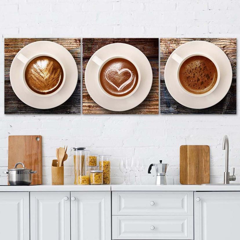 Stampa su tela 3 pezzi, bevanda al caffè