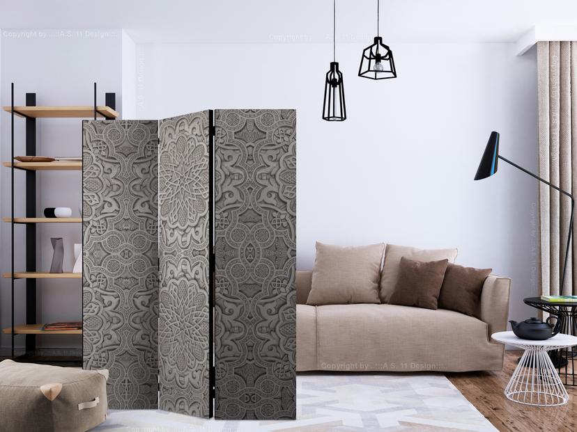 Schermo divisorio - Ornamento orientale, 3 pezzi - 135x172 cm