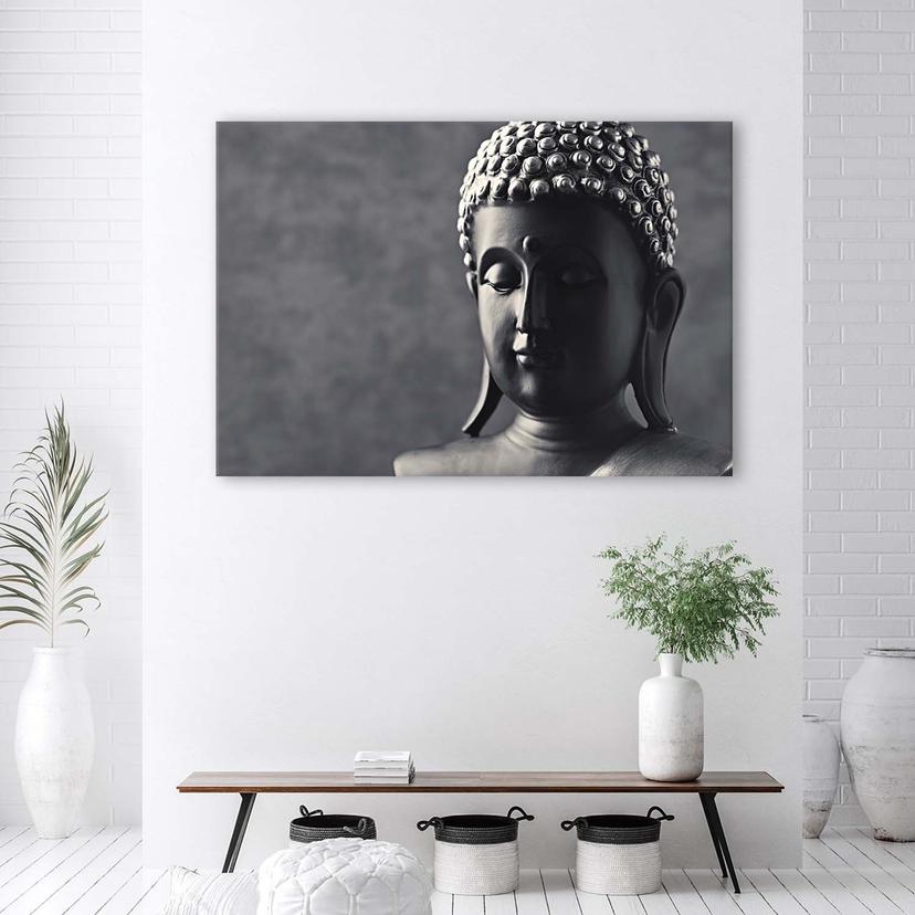 Stampe su tela, Buddha su sfondo grigio