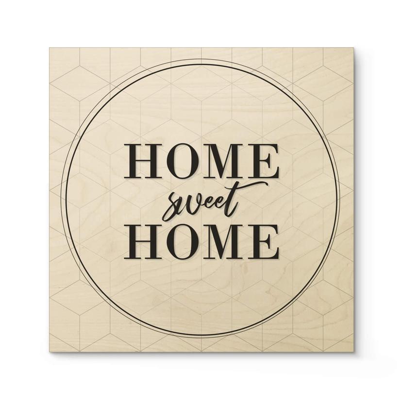 Billede af træ Home sweet Home - firkantet
