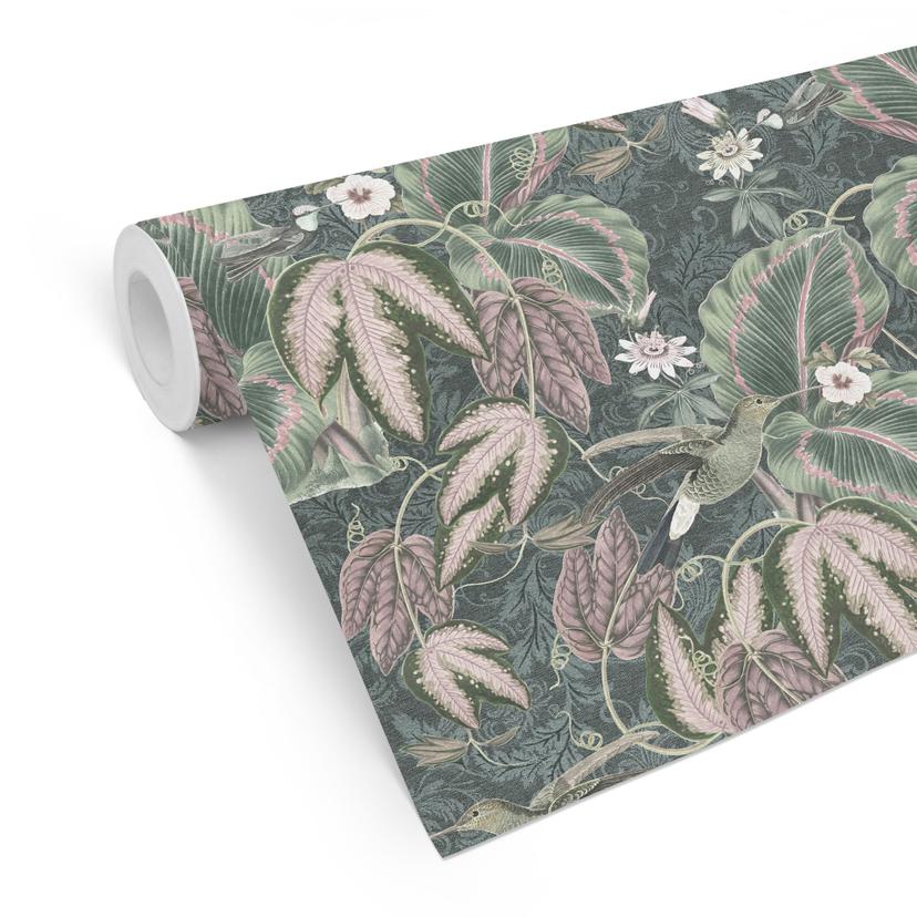 Tapet med mønster kolibrier i en tropisk skov | jungletapet - Bloomery Decor