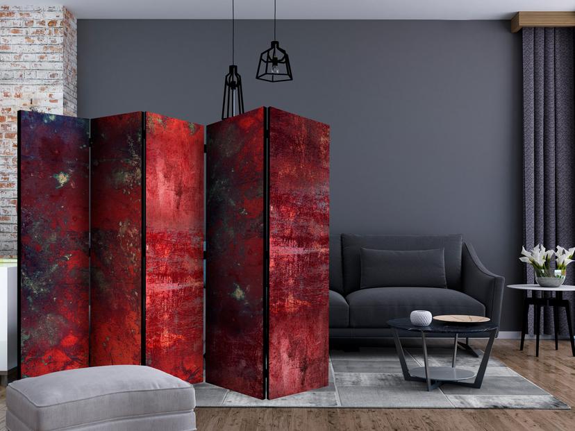 Parete divisoria - Cemento rosso, 5 pezzi - 225x172 cm