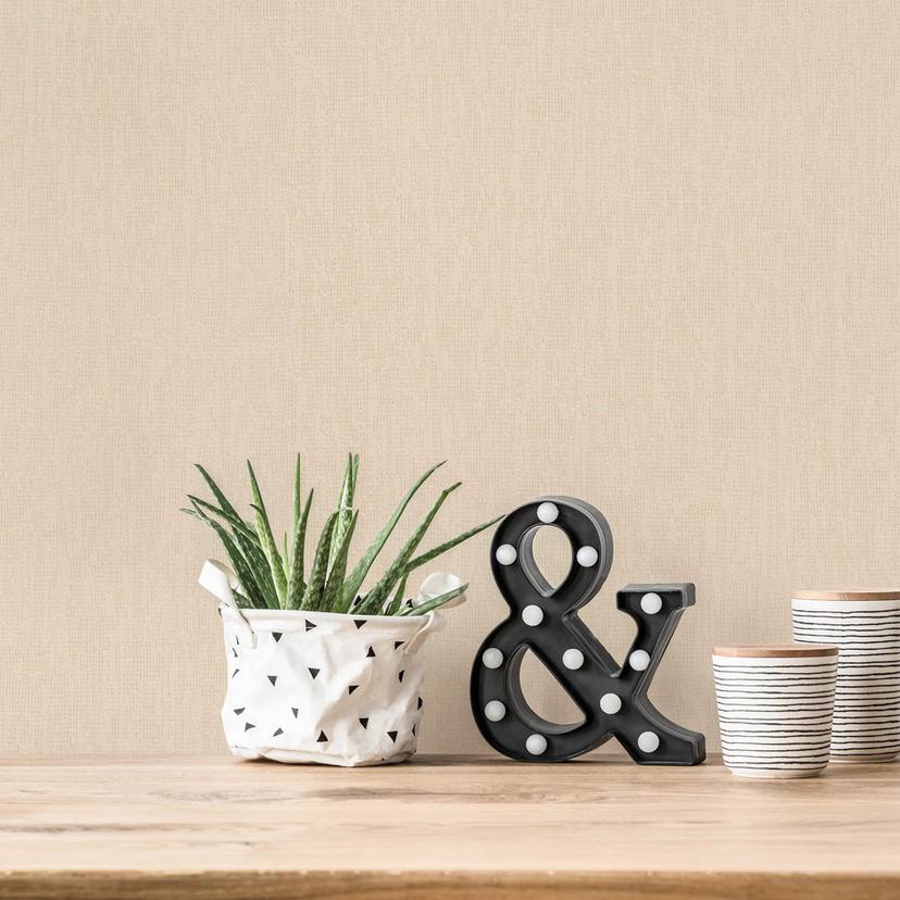 Mat enhedstapet i beige og creme non-woven tapet med struktur i skandinavisk stil Hygge