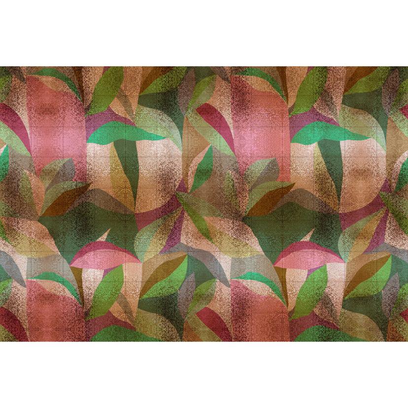 Carta da parati con foglie - colori autunnali su sfondo beige - tessuto non tessuto