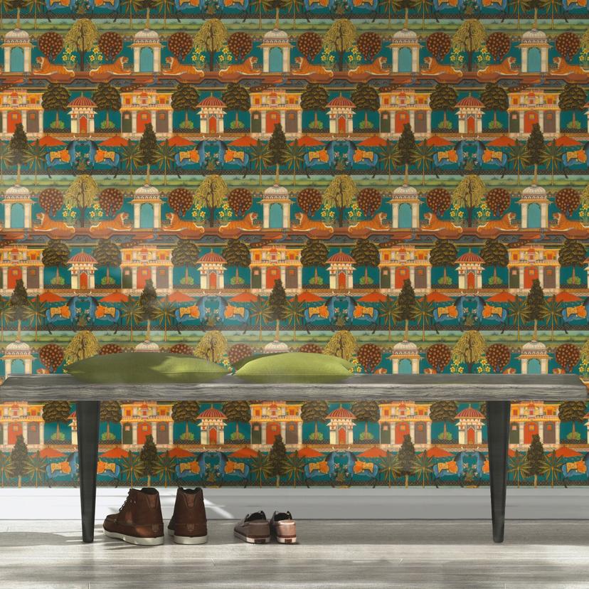 Rasch non-woven tapet, mønster tapet Indian Style lys grøn