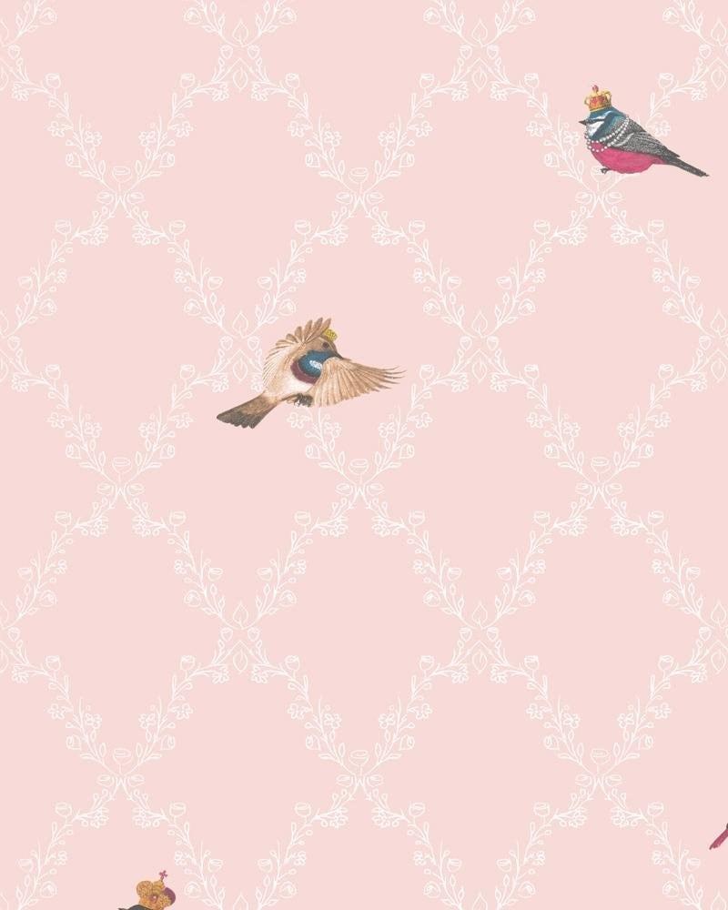 Vliestapete Vögel Illustration Romantisch, Modern in Weiß für Schlafzimmer
