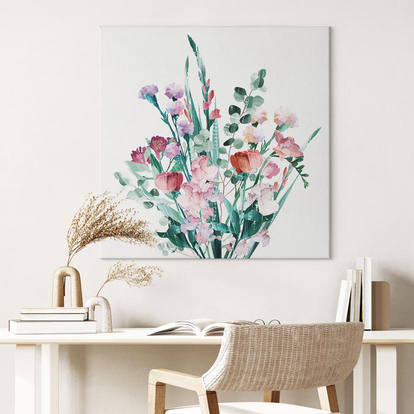 Stampe su tela Bouquet di fiori selvatici in primavera - Goed Blauw - Quadrato