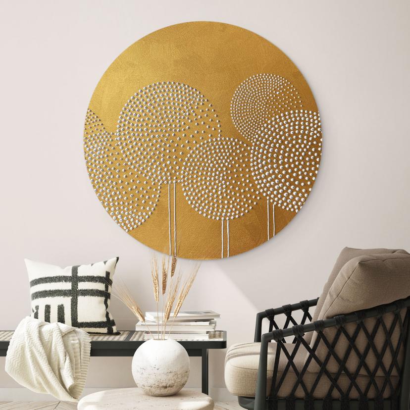 Tableau sur alu-Dibond rond Fleurs de perles blanches - Grande