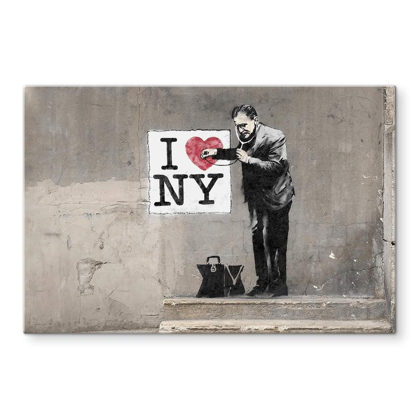 Tableau sur verre  Banksy - I love New York