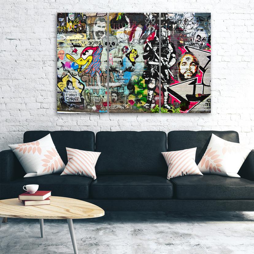 Stampa su tela 3 pezzi, Graffiti Street Art