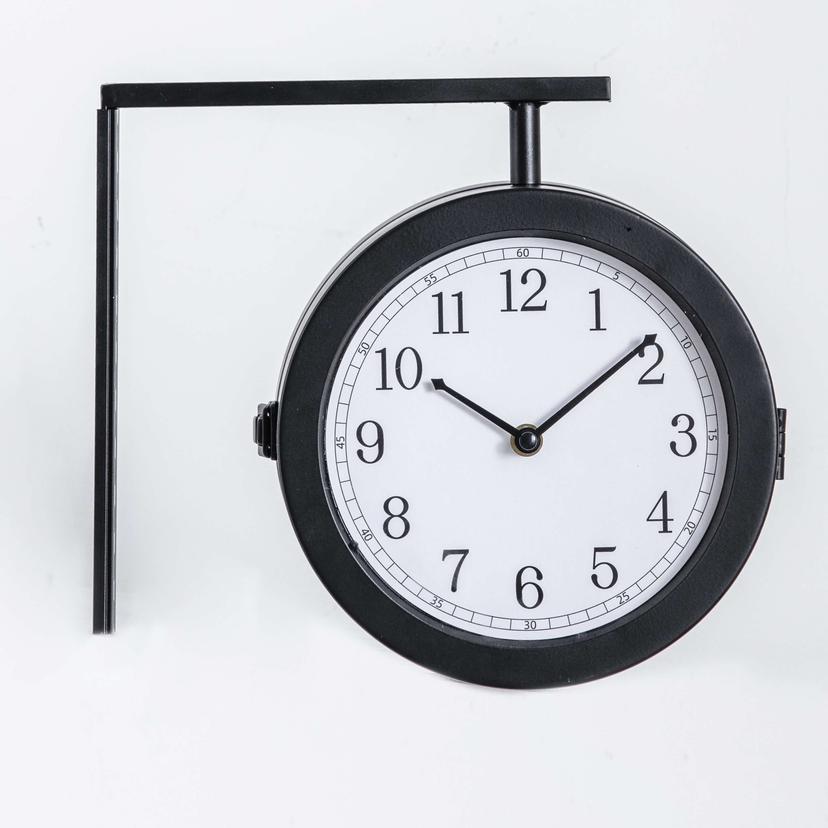 Bahnhofsuhr im Vintage Style aus Metall, schwarz | 28x25,3 cm